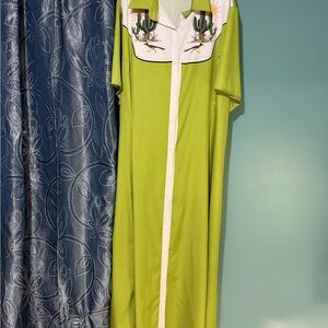 Green Cactus & Roadrunner Button Front Dress 5XL (US24)